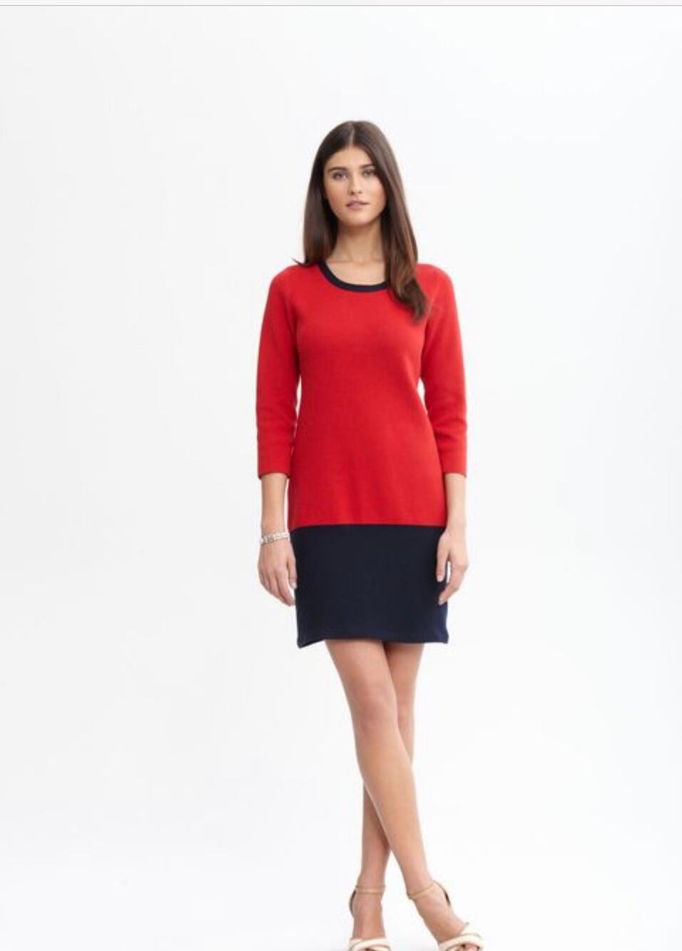 Banana Republic, Red/Navy Color Block Sweater Dress Sz S